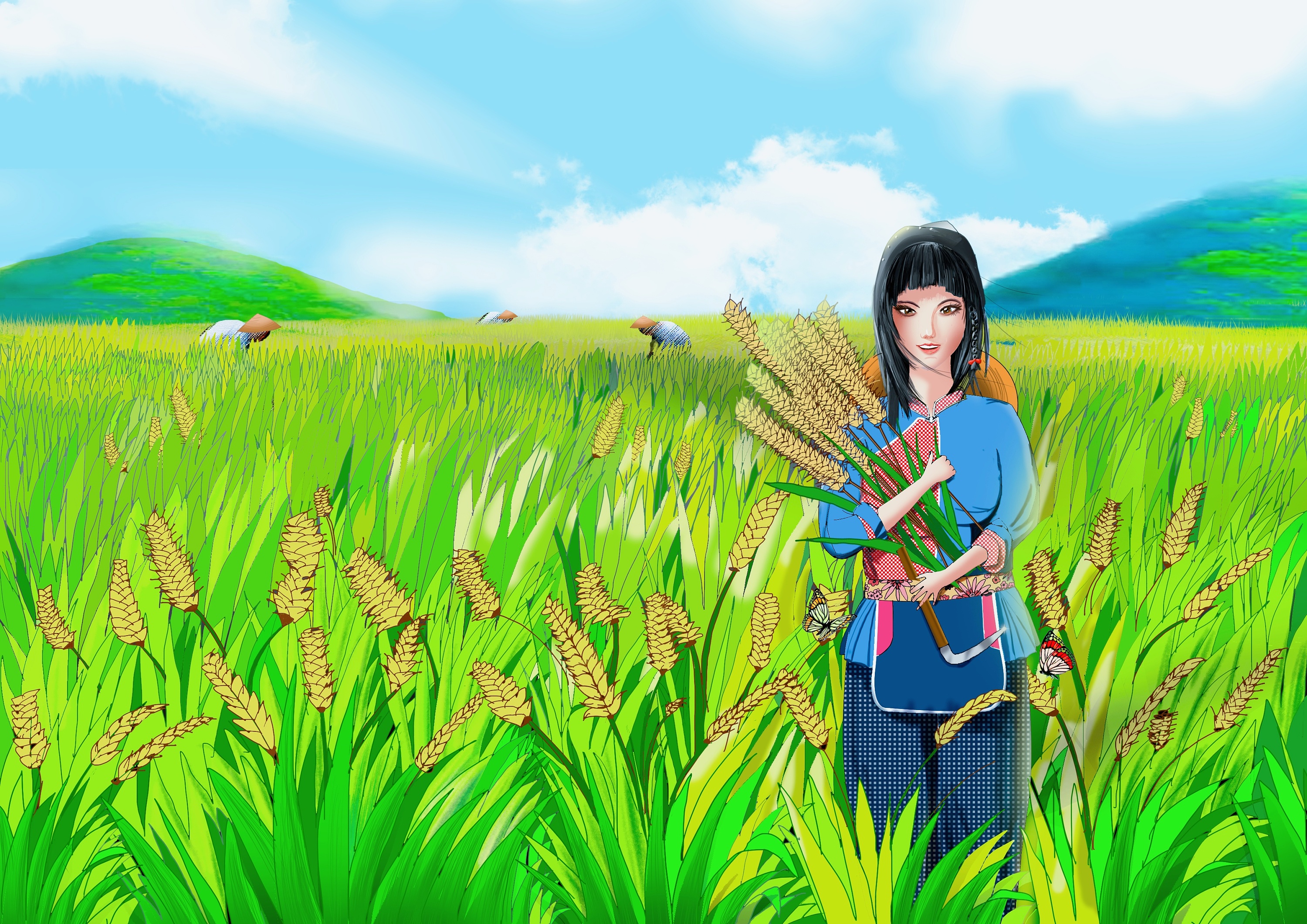 水稻与插画的诗意交织 子非鱼，安知稻香